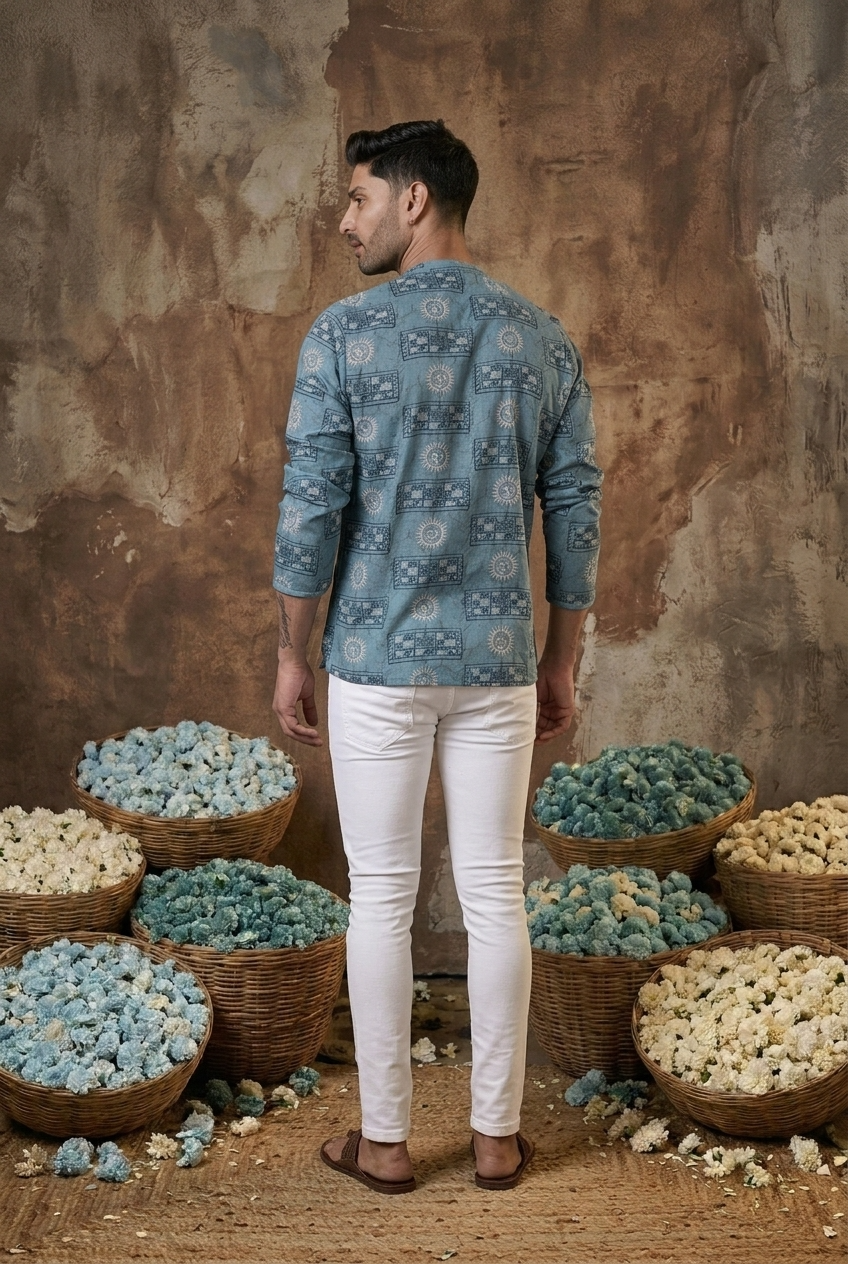 MITRA KURTA - TEAL Size XXL | Veda Handcrafted Ethnic Wear