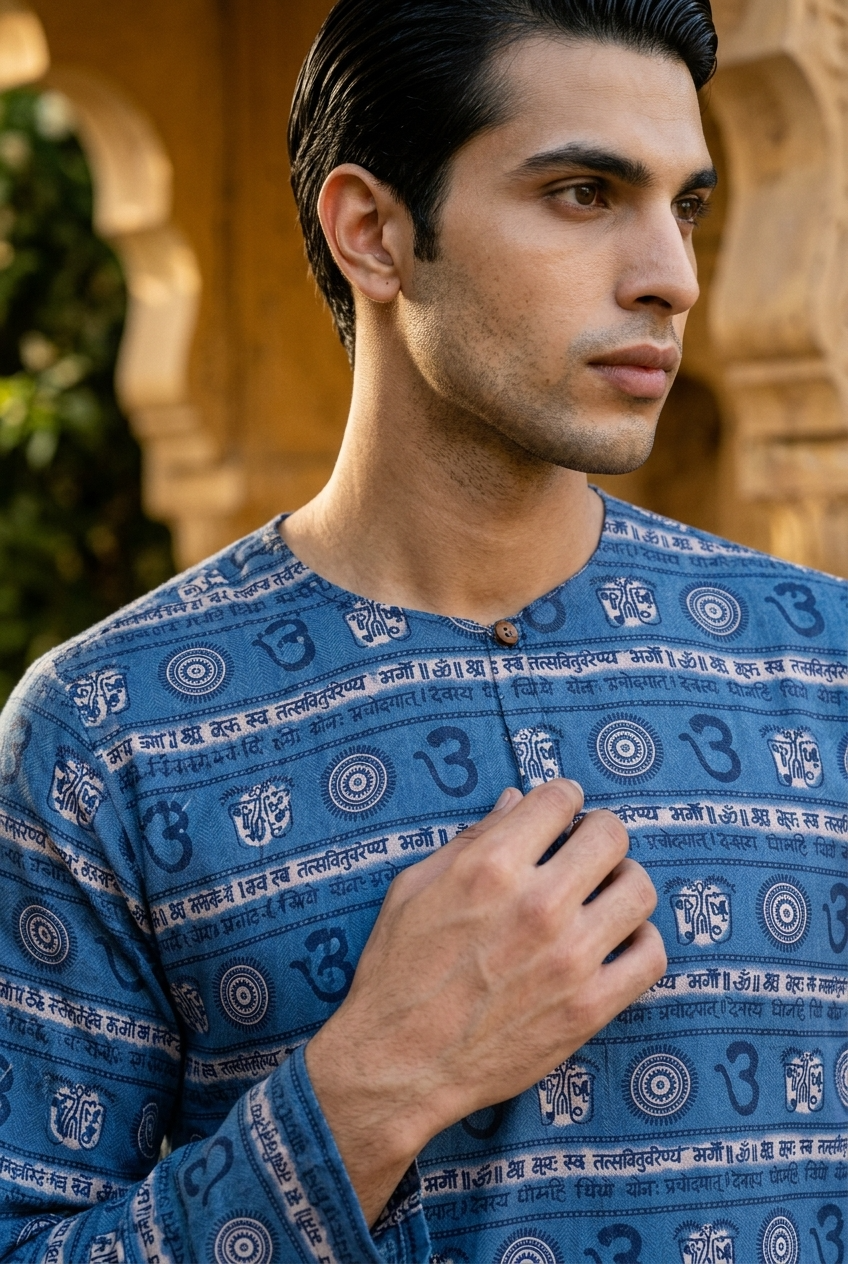 AGNI KURTA - INDIGO Size XXL | Veda Handcrafted Ethnic Wear