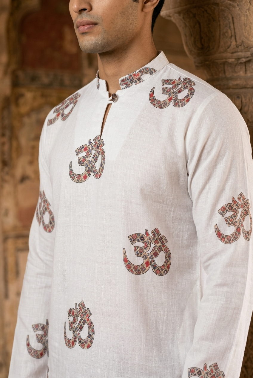 YUGA KURTA - WHITE Size XXL | Veda Handcrafted Ethnic Wear