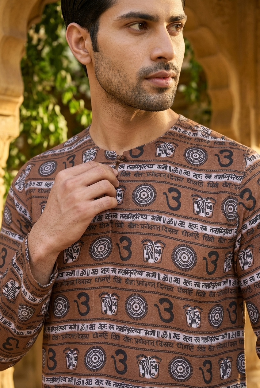 AGNI KURTA - BROWN Size XXL | Veda Handcrafted Ethnic Wear