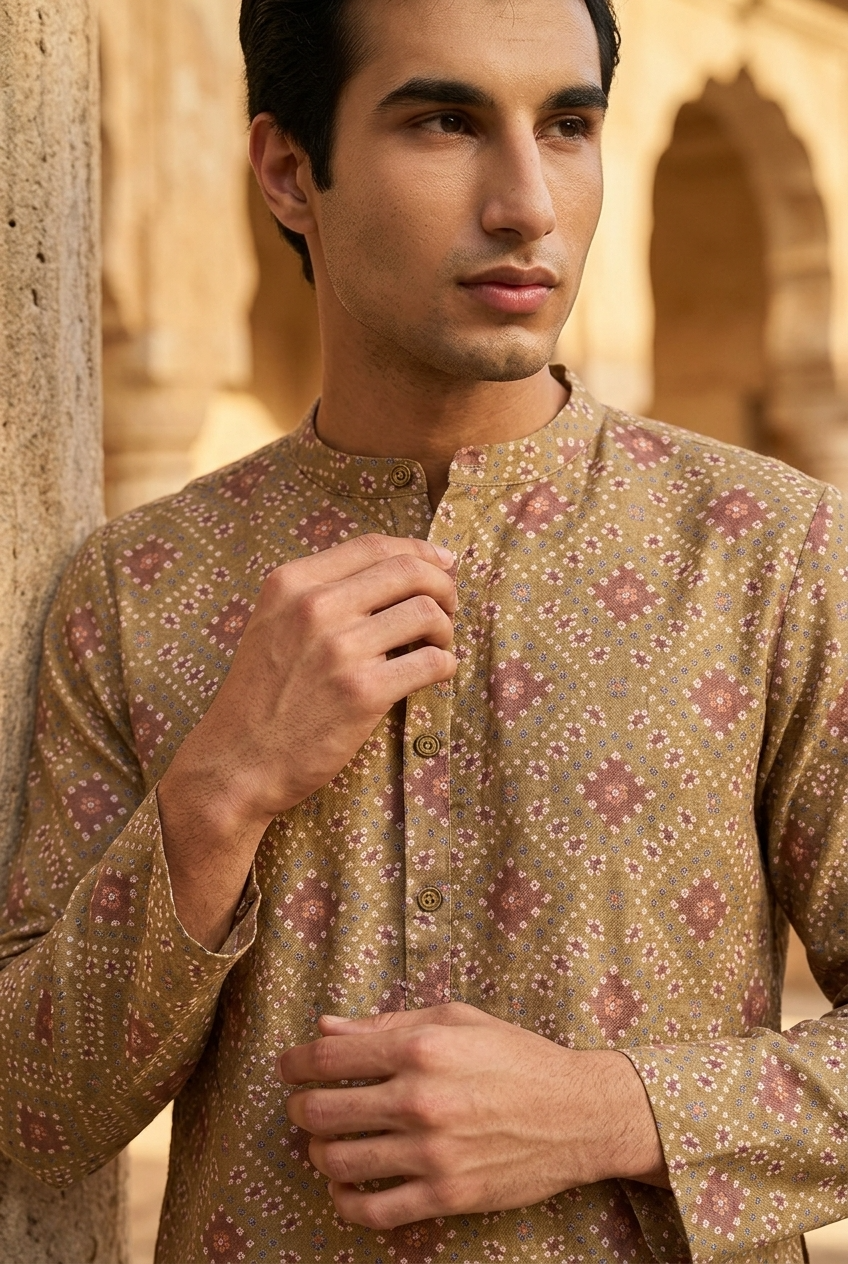 BALA KURTA - SAND Size XXL | Veda Handcrafted Ethnic Wear