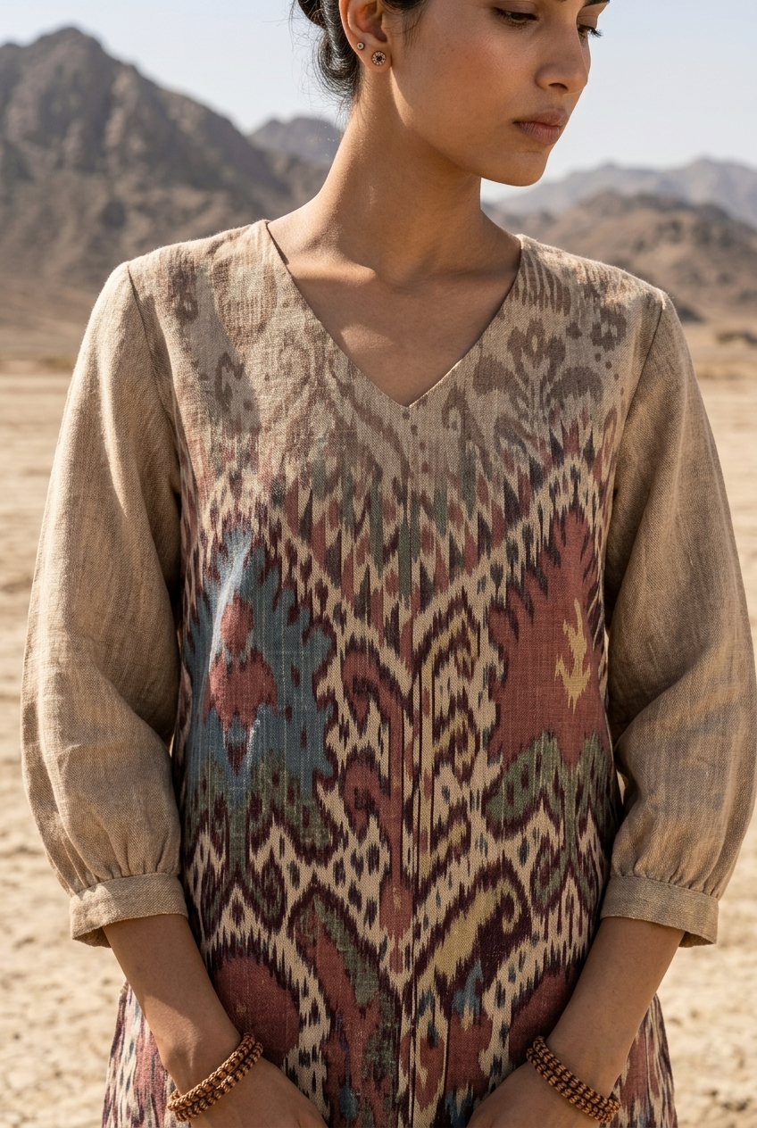 SUVARNI CO-ORD SET - SAND Size XXL | Veda Handcrafted Ethnic Wear