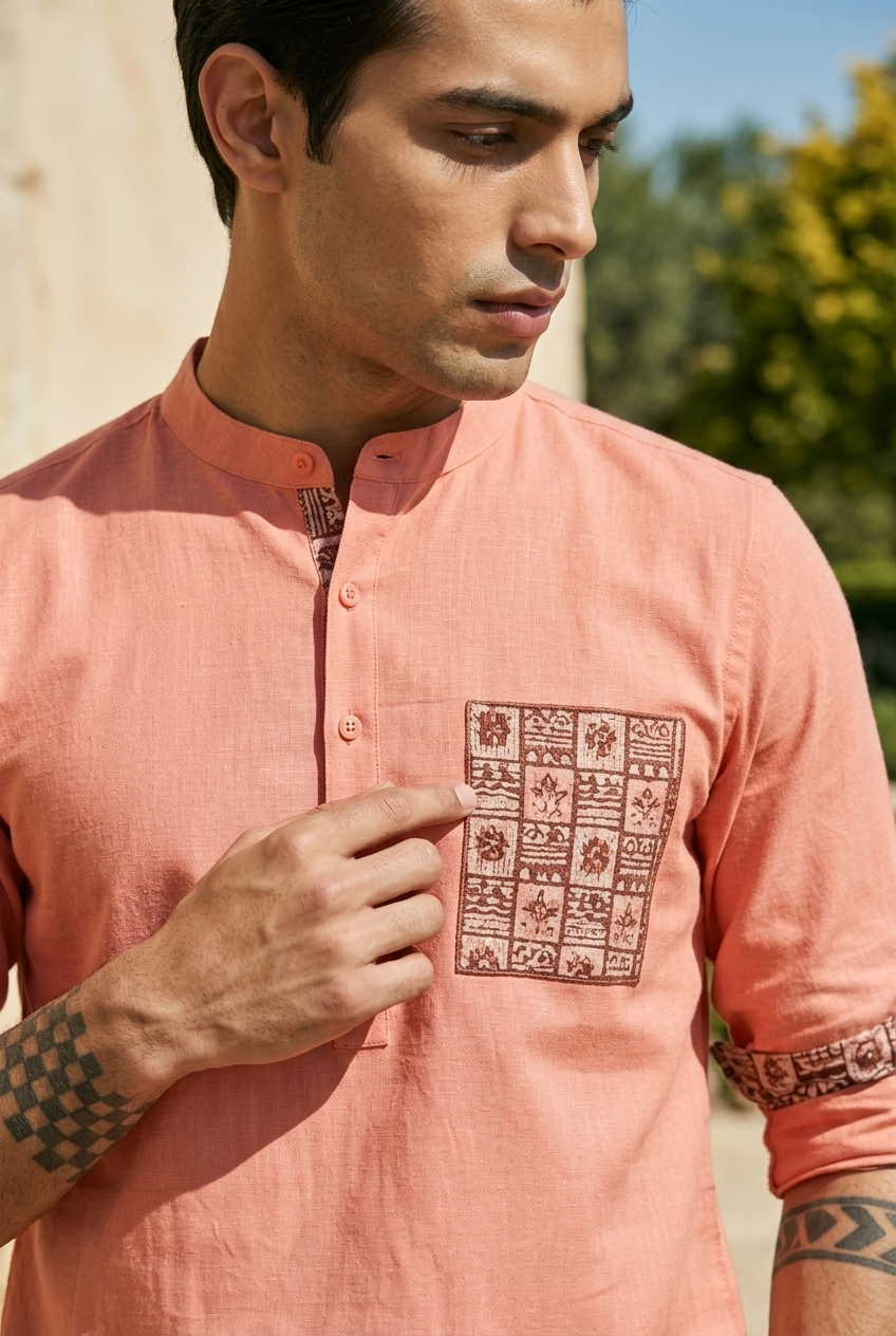 PRIYA KURTA - PINK Size XXL | Veda Handcrafted Ethnic Wear
