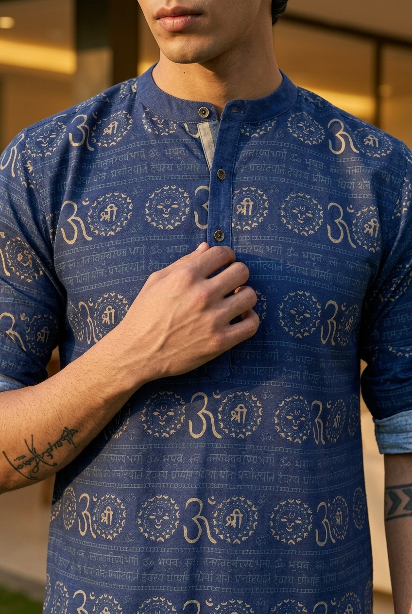 KALASHA KURTA - INDIGO Size XXL | Veda Handcrafted Ethnic Wear