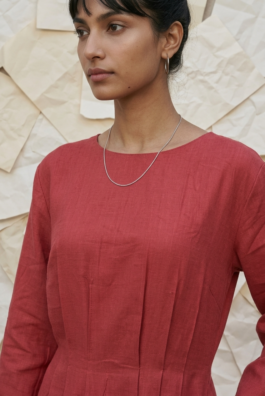 DHARITRI DRESS - TERRACOTTA Size XXL | Veda Handcrafted Ethnic Wear