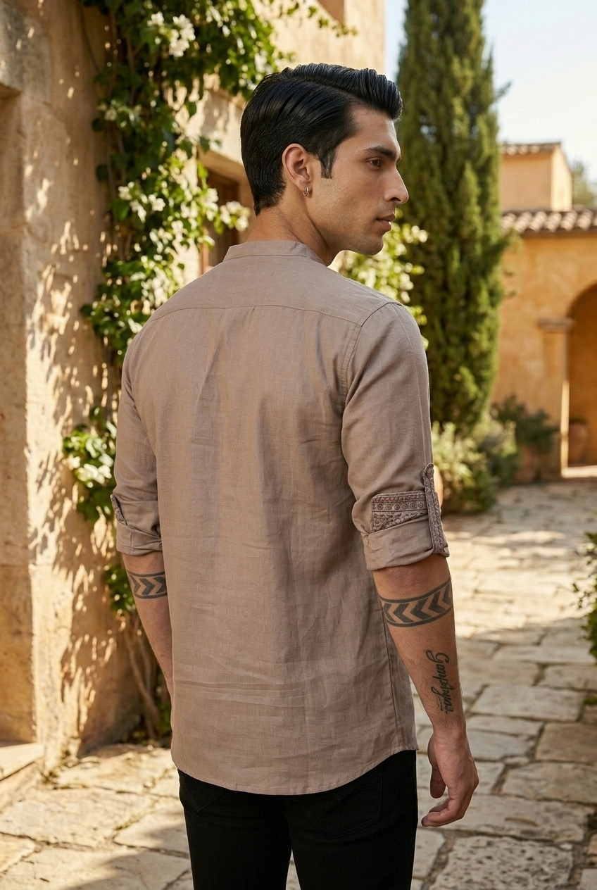 TARA KURTA - TAN Size XXL | Veda Handcrafted Ethnic Wear