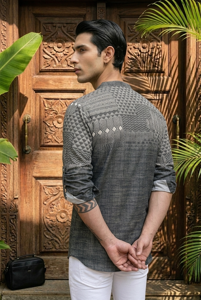 KALA KURTA - BLACK Size XXL | Veda Handcrafted Ethnic Wear