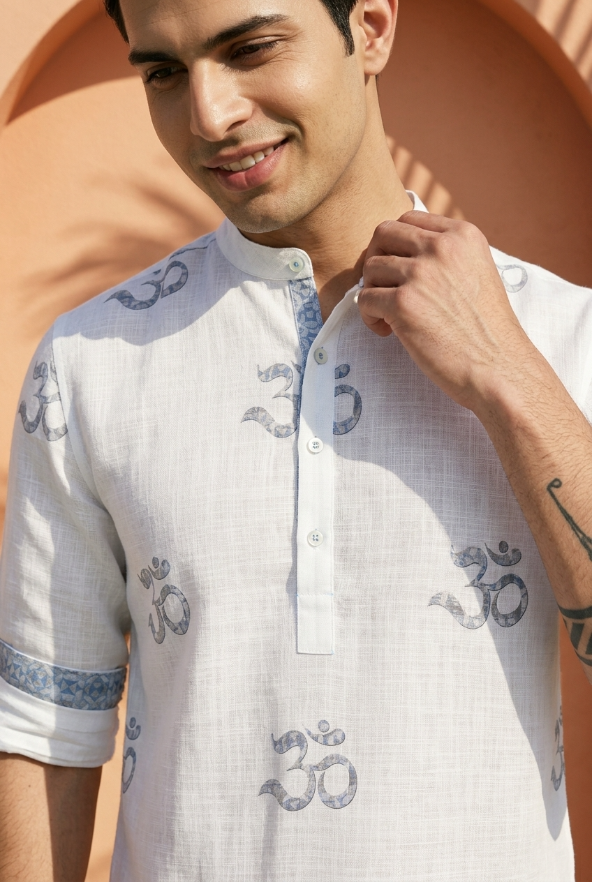 VAMANA KURTA - WHITE Size XXL | Veda Handcrafted Ethnic Wear
