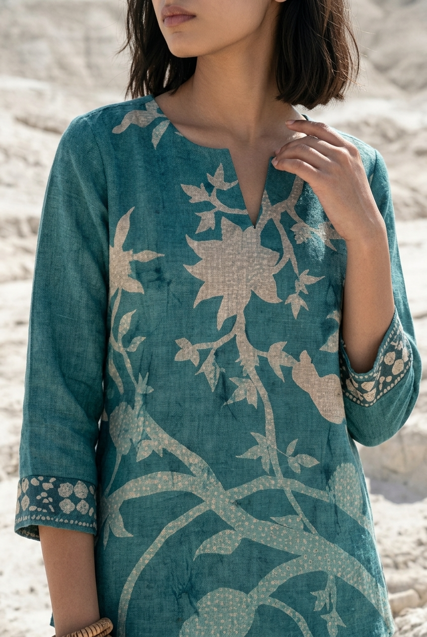 SAGARI CO-ORD SET - TEAL Size XXL | Veda Handcrafted Ethnic Wear