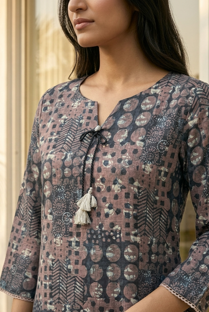 MRITTIKA KURTA COMBO - TERRACOTTA Size XXL | Veda Handcrafted Ethnic Wear