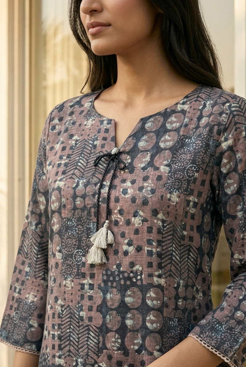 MRITTIKA KURTA COMBO - TERRACOTTA Size XXL | Veda Handcrafted Ethnic Wear