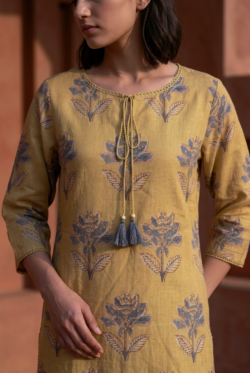 KANAKA KURTA COMBO - GOLD Size XXL | Veda Handcrafted Ethnic Wear