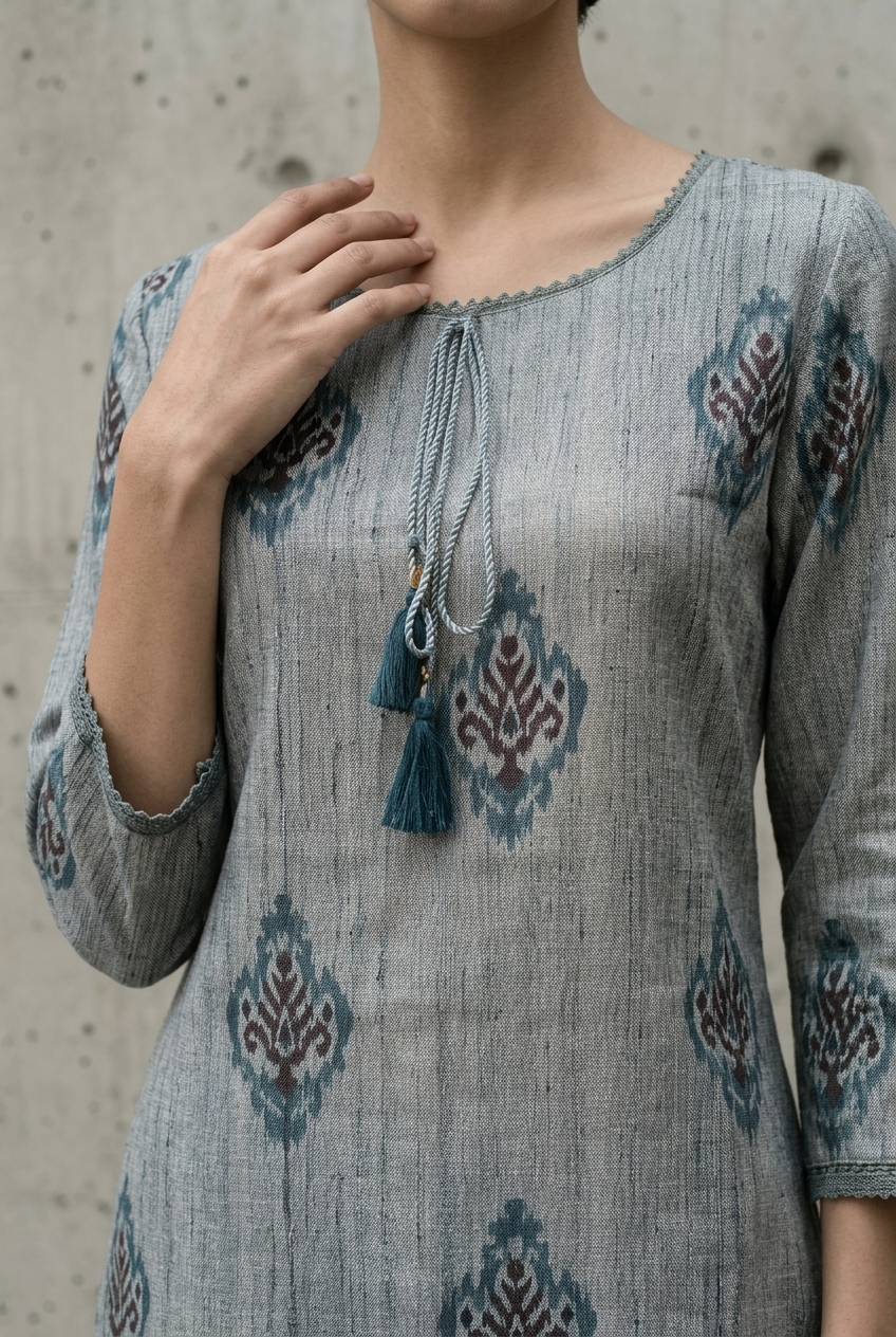 SUVARNA KURTA COMBO - GREY Size XXL | Veda Handcrafted Ethnic Wear
