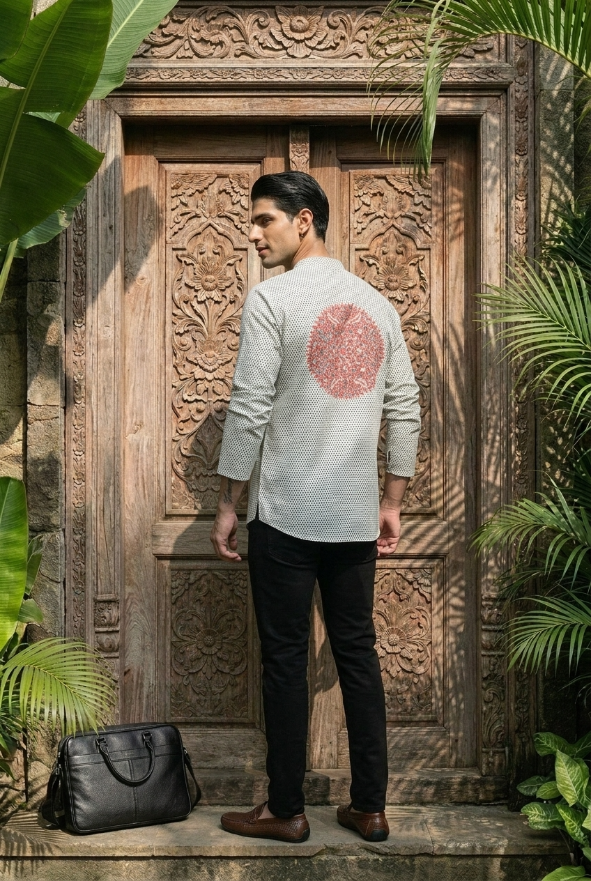 SVETA KURTA - CREAM Size XXL | Veda Handcrafted Ethnic Wear