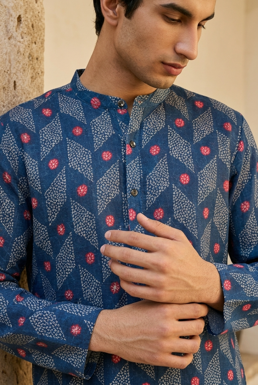 VRIKSHA KURTA - ROYALBLUE Size XXL | Veda Handcrafted Ethnic Wear