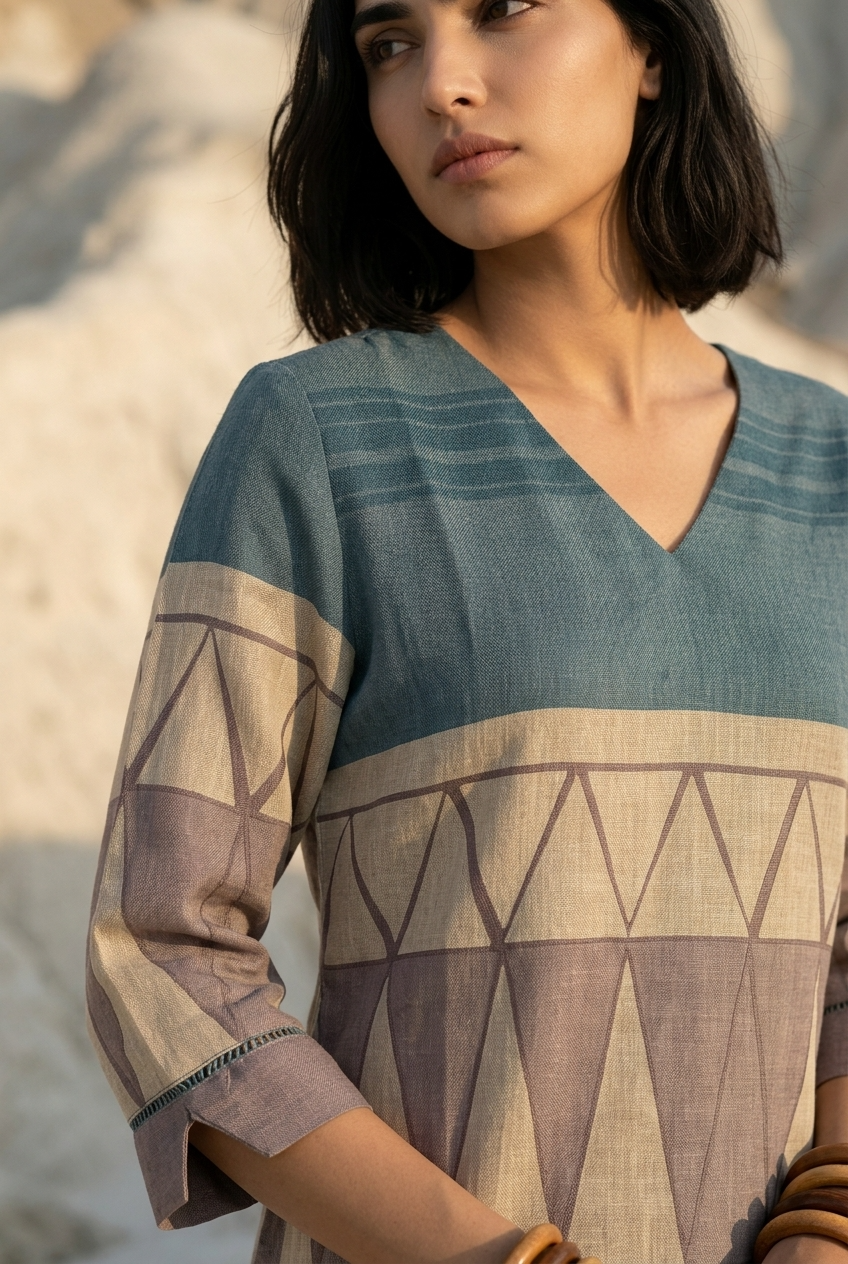 ASHIRA CO-ORD SET - STEEL GREY Size XXL | Veda Handcrafted Ethnic Wear
