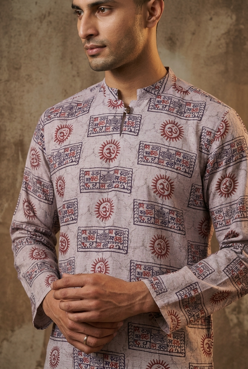 MITRA KURTA - GREY Size XXL | Veda Handcrafted Ethnic Wear