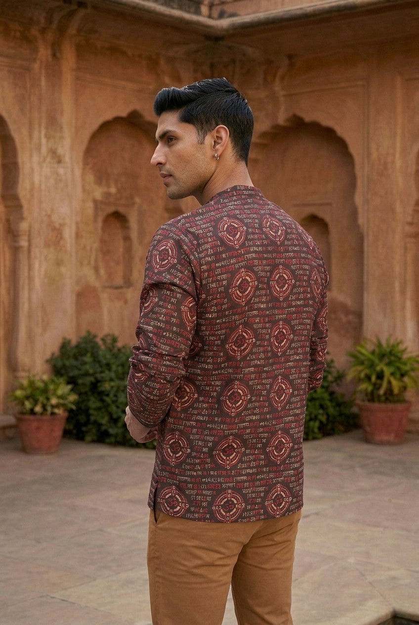 TRIPURA KURTA - BLACK Size XXL | Veda Handcrafted Ethnic Wear