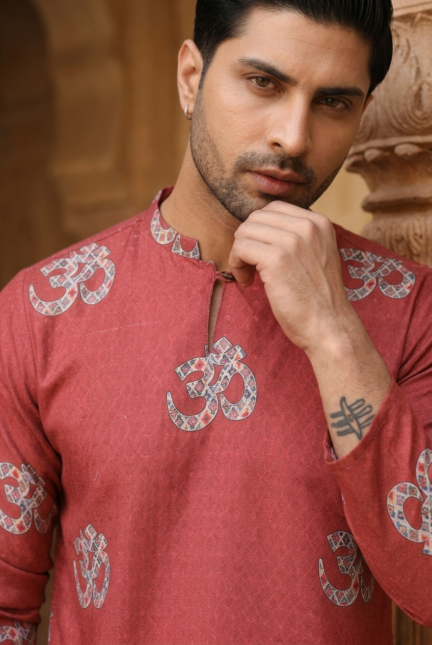 YUGA KURTA - RUST Size XXL | Veda Handcrafted Ethnic Wear
