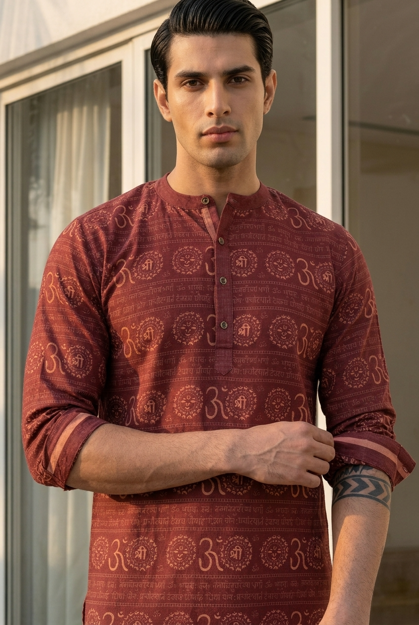 KALASHA KURTA - MAROON Size 3XL | Veda Handcrafted Ethnic Wear