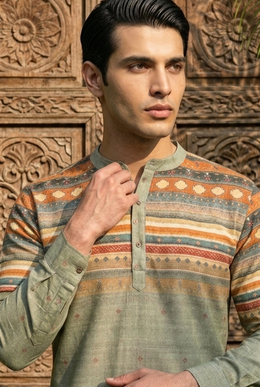 PUSHPA KURTA - PISTA Size 3XL | Veda Handcrafted Ethnic Wear