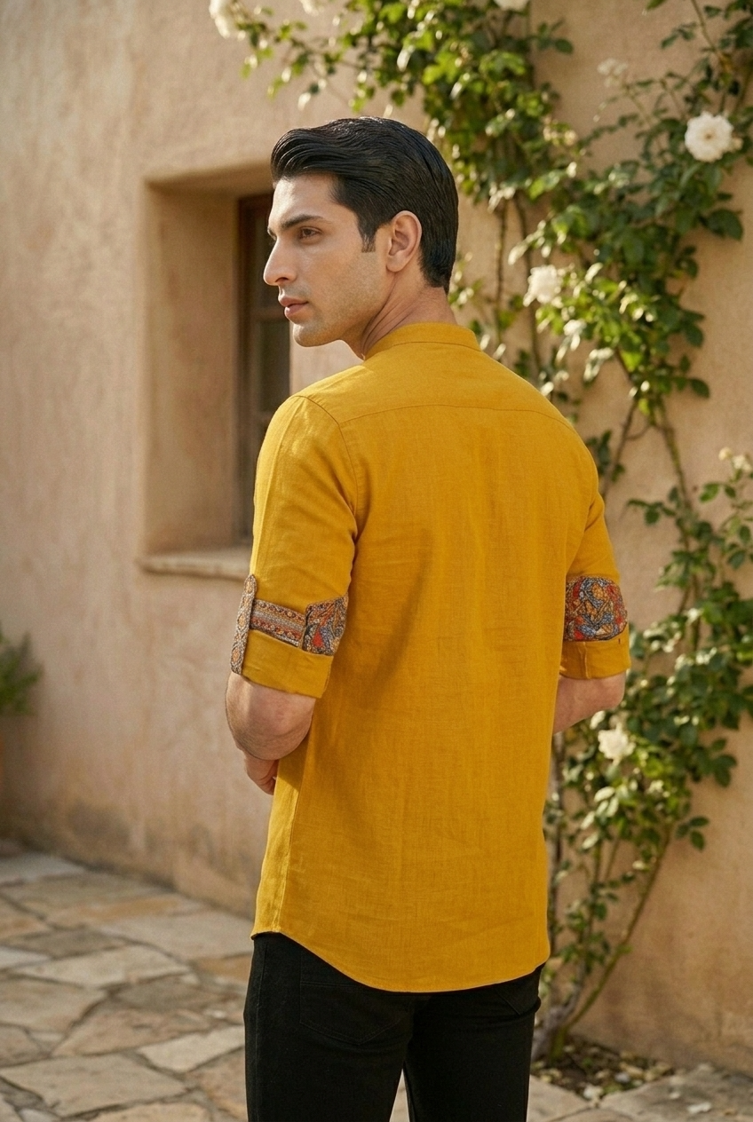 SURYA KURTA - MUSTARD Size 3XL | Veda Handcrafted Ethnic Wear