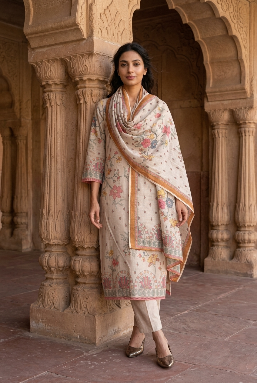 LAVANYA KURTA SET - LILAC Size M | Veda Handcrafted Ethnic Wear