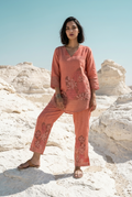 TANVI CO-ORD SET - TANGERINE Size M | Veda Handcrafted Ethnic Wear