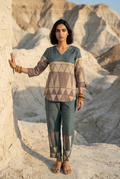 ASHIRA CO-ORD SET - STEEL GREY Size M | Veda Handcrafted Ethnic Wear
